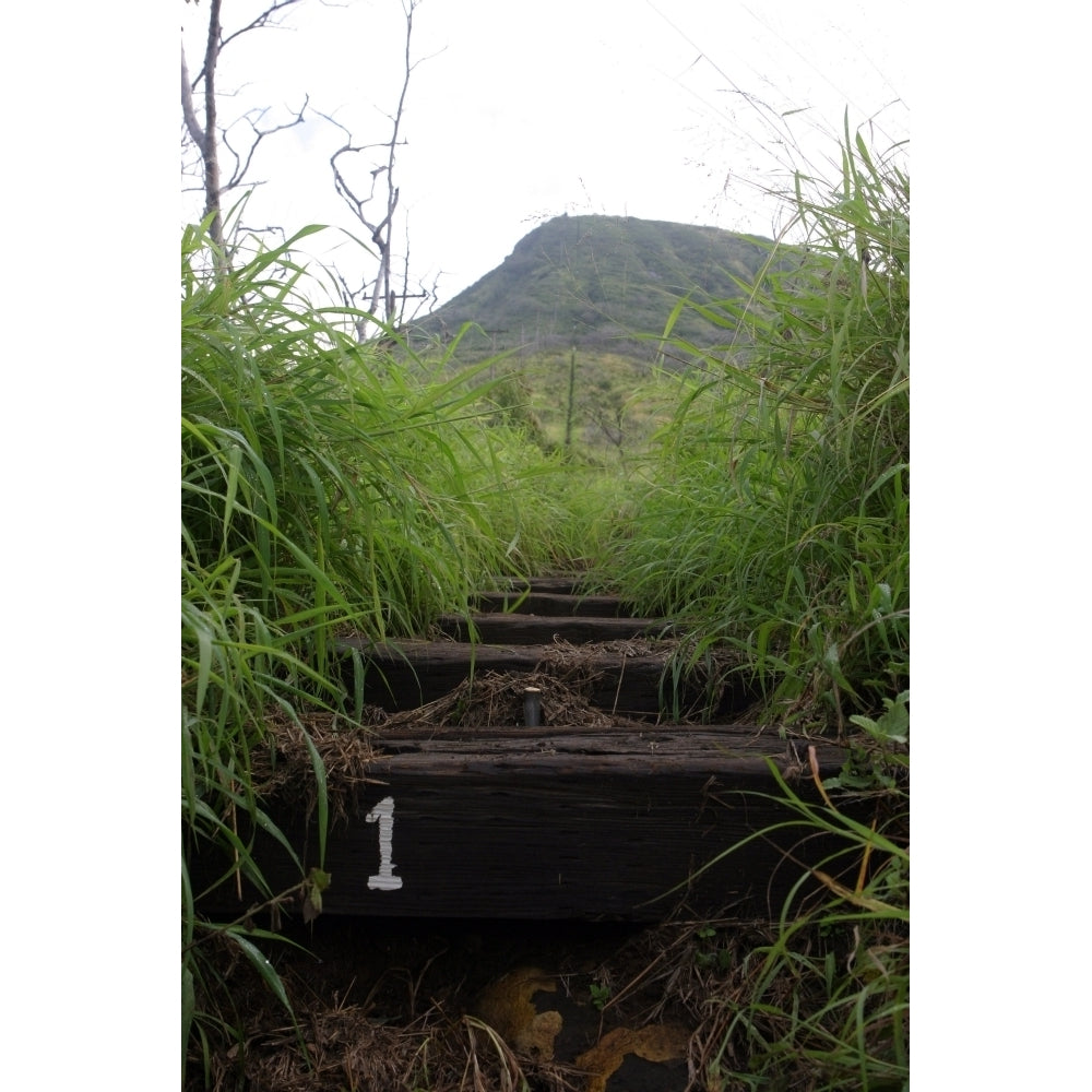 The first step invites hikers up Koko Crater Poster Print Image 2