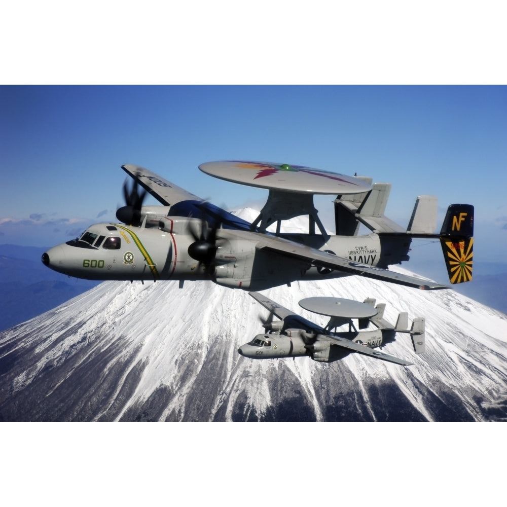 Two E-2C Hawkeyes conduct a flyby of Mount Fuji in Japan Poster Print Image 2