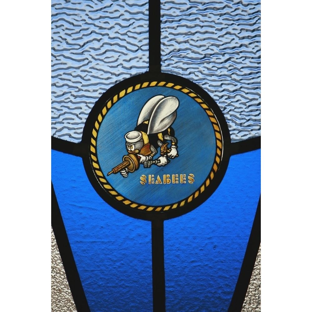 A single Seabee logo built into a stained-glass window Poster Print Image 2