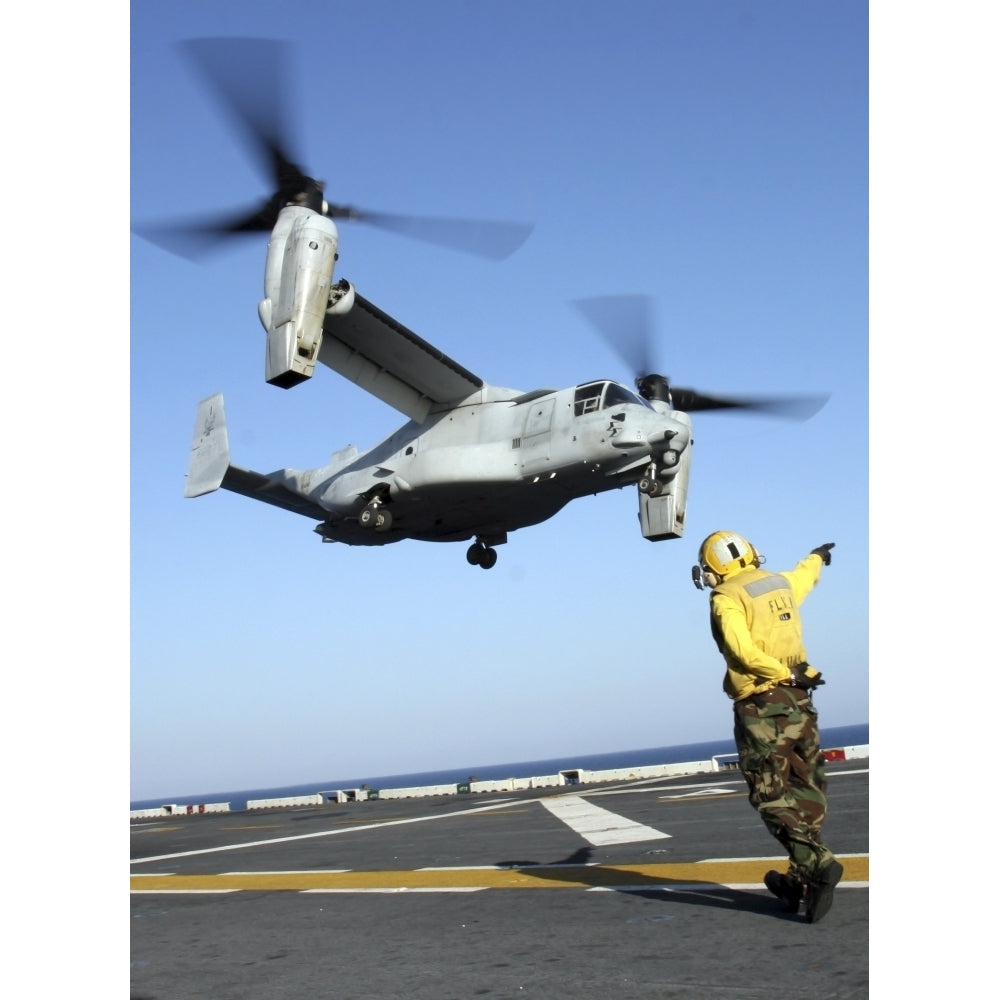 An MV-22 Osprey launches from the USS Nassau Poster Print Image 2