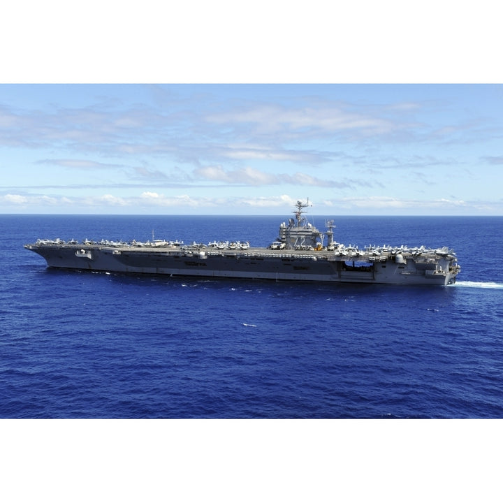 The aircraft carrier USS Abraham Lincoln transits across the Pacific Ocean Poster Print Image 2