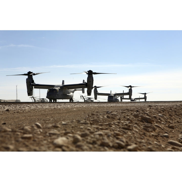 V-22 Osprey tiltrotor aircraft arrive at Camp Bastion Afghanistan Poster Print Image 2