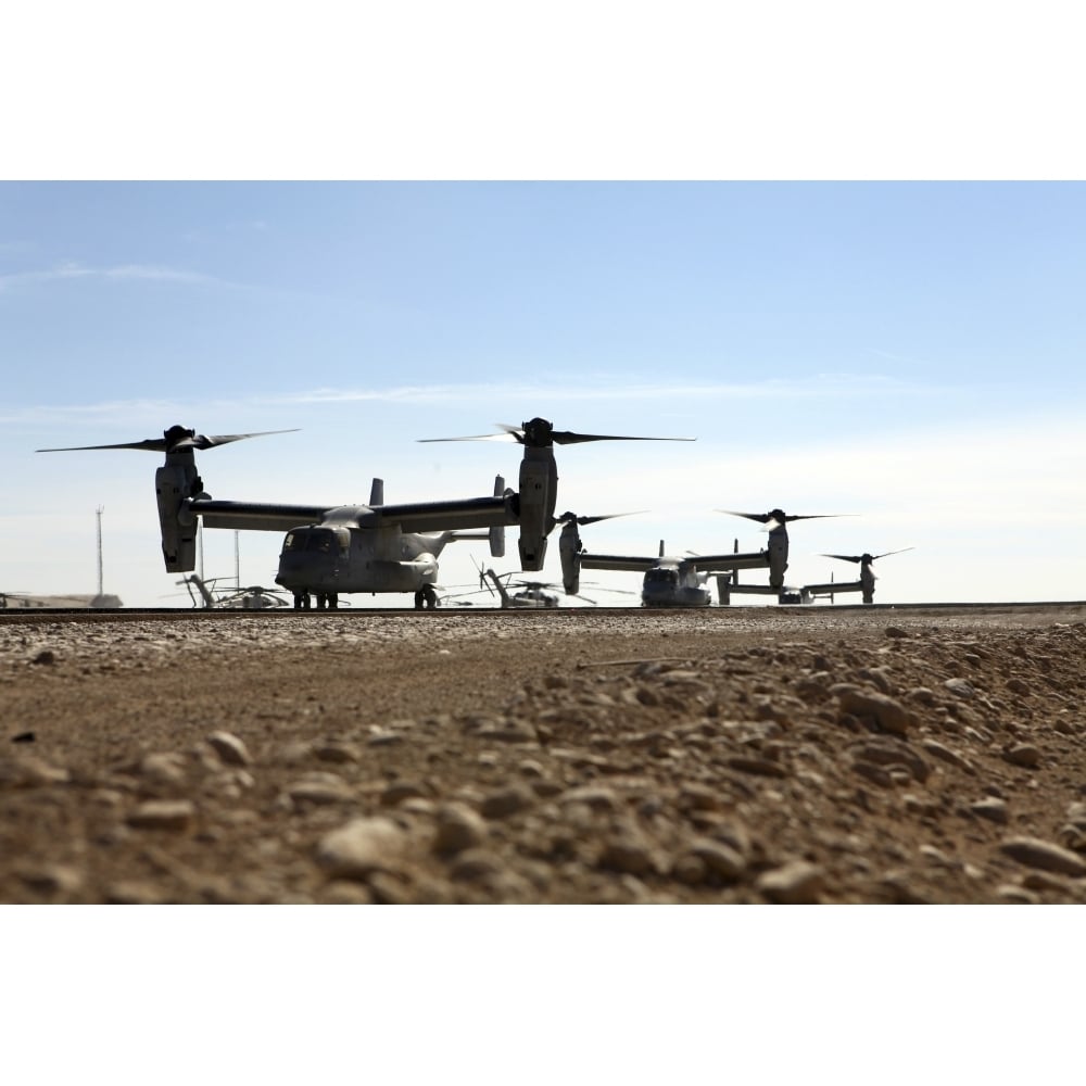 V-22 Osprey tiltrotor aircraft arrive at Camp Bastion Afghanistan Poster Print Image 1