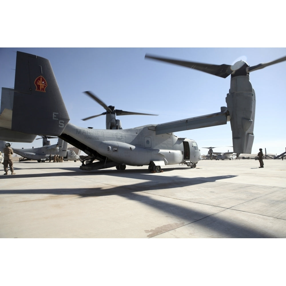 V-22 Osprey tiltrotor aircraft at Camp Bastion Afghanistan Poster Print Image 1