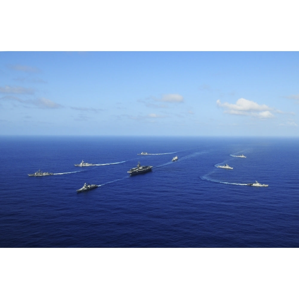 Ships from the Ronald Reagan Carrier Strike Group transit the Pacific Ocean Poster Print Image 2