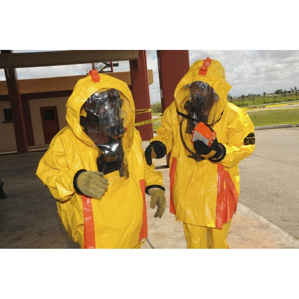 Firefighters dressed in hazmat suits Poster Print Image 2