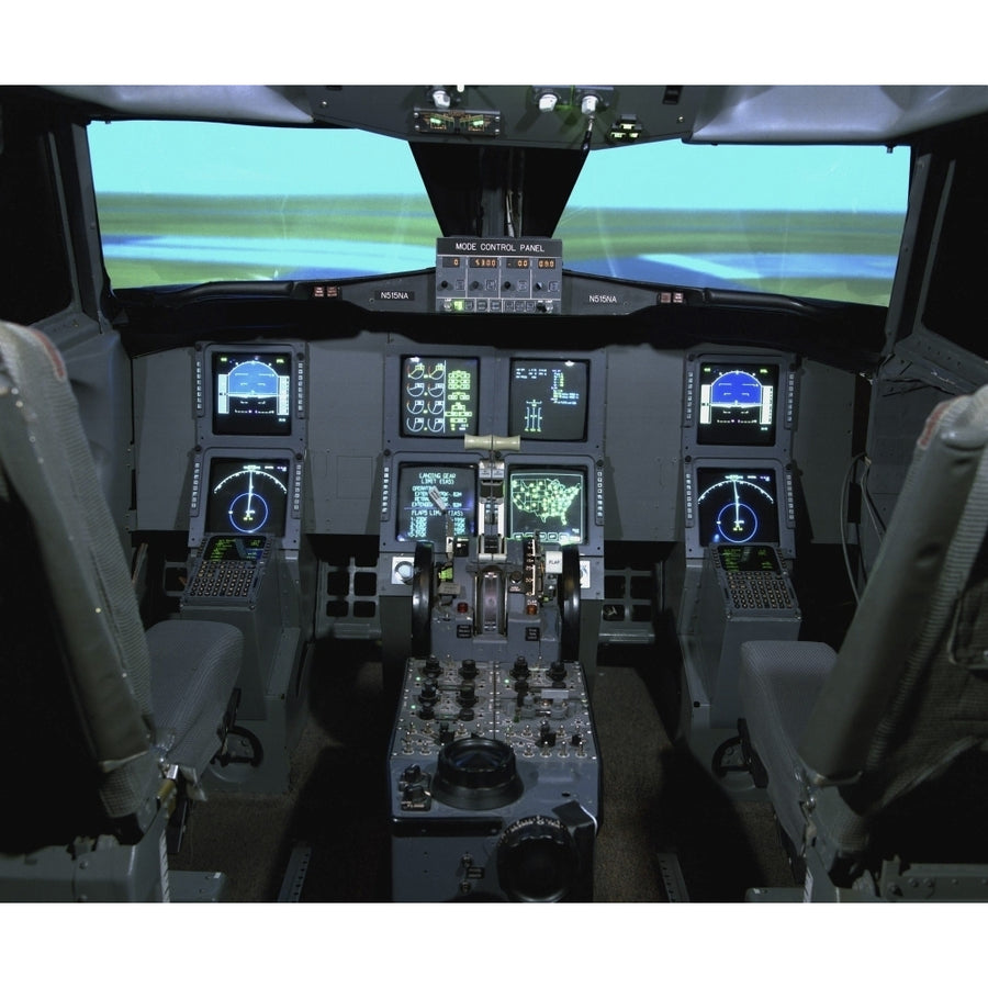 Interior view of an aircraft flight simulator Poster Print Image 1