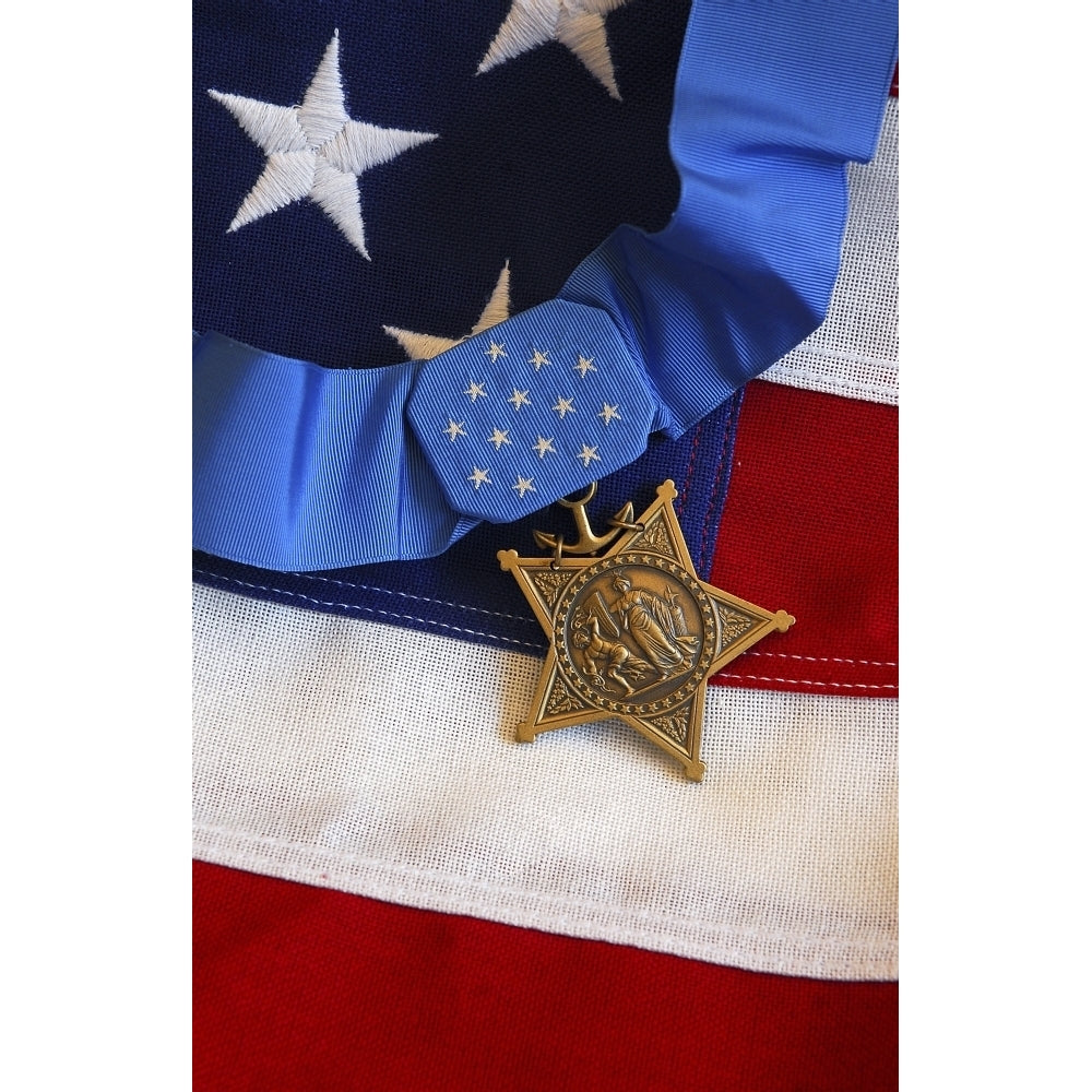 The Medal of Honor rests on a flag during preparations for an award ceremony Poster Print Image 2