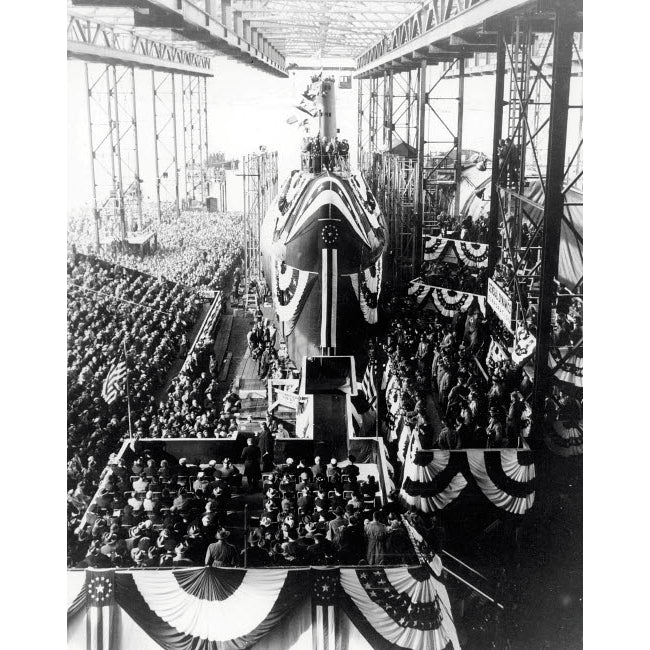 Spectators gather around the nuclear-powered submarine USS Nautilus Poster Print by Stocktrek Images Image 2