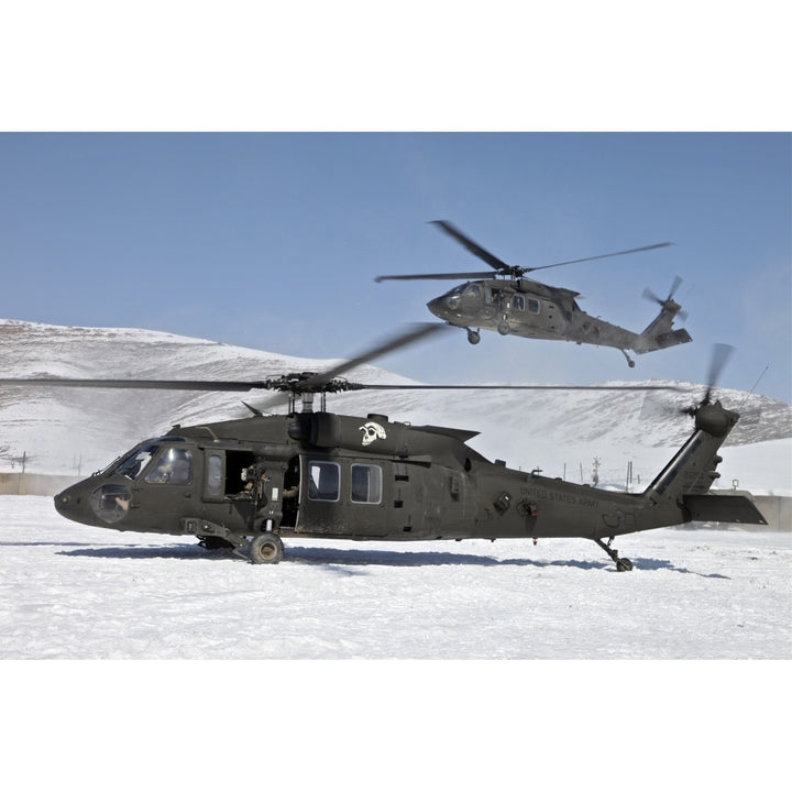 Two U.S. Army UH-60 Black Hawk helicopters Poster Print Image 1