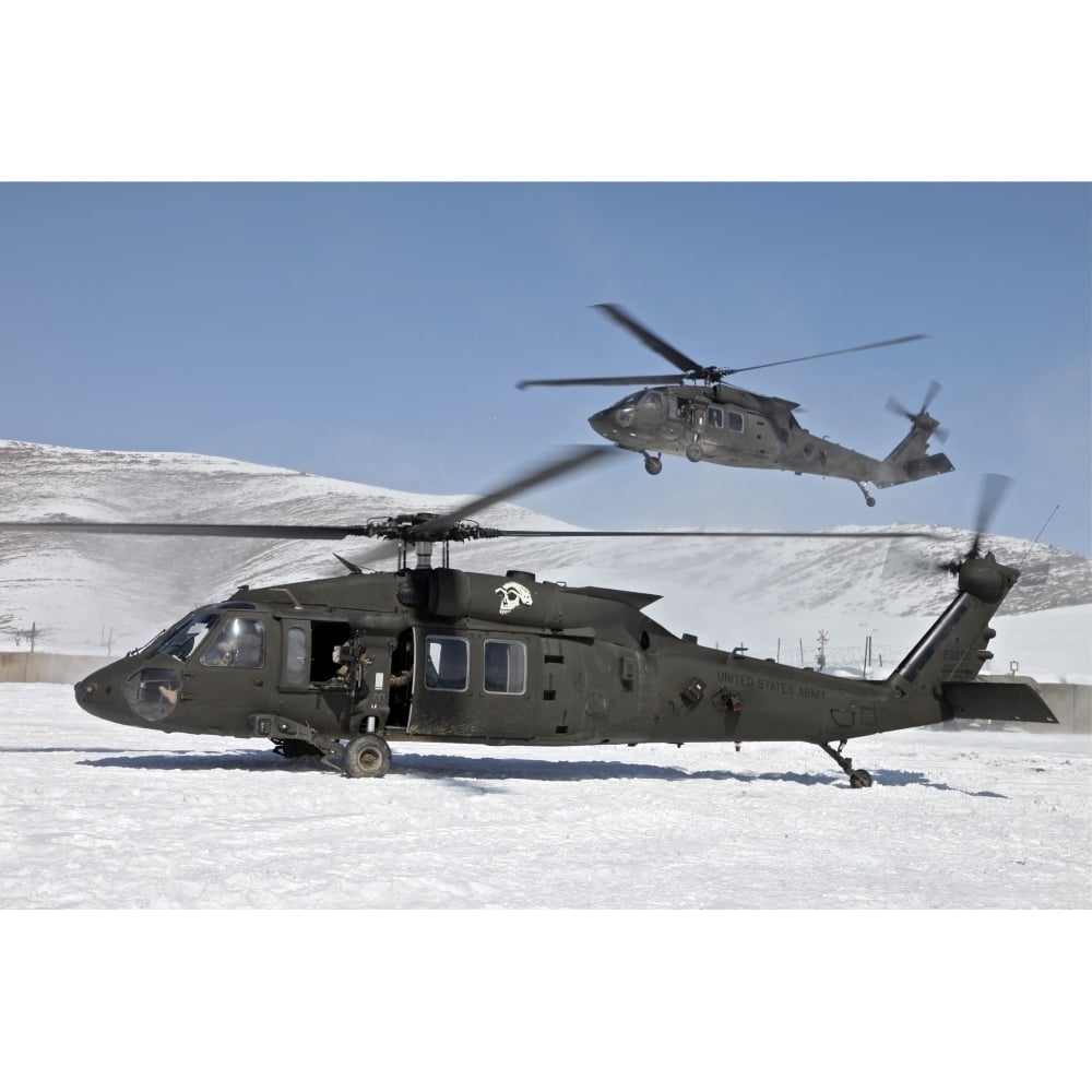 Two U.S. Army UH-60 Black Hawk helicopters Poster Print Image 1