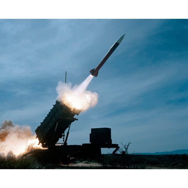 An MIM-104 Patriot missile is test fired Poster Print by Stocktrek Images Image 1