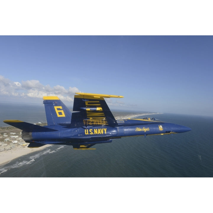 An F/A-18 Hornet from the Blue Angels flies a training sortie Poster Print Image 2