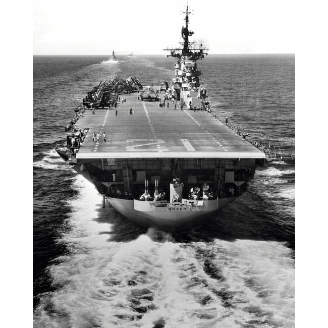 The US aircraft carrier USS Boxer operating off North Korea Poster Print by Stocktrek Images Image 1