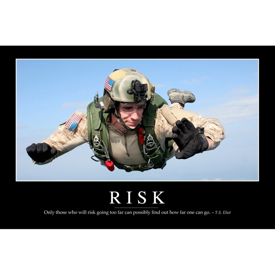 Risk: Inspirational Quote and Motivational Poster Poster Print Image 1