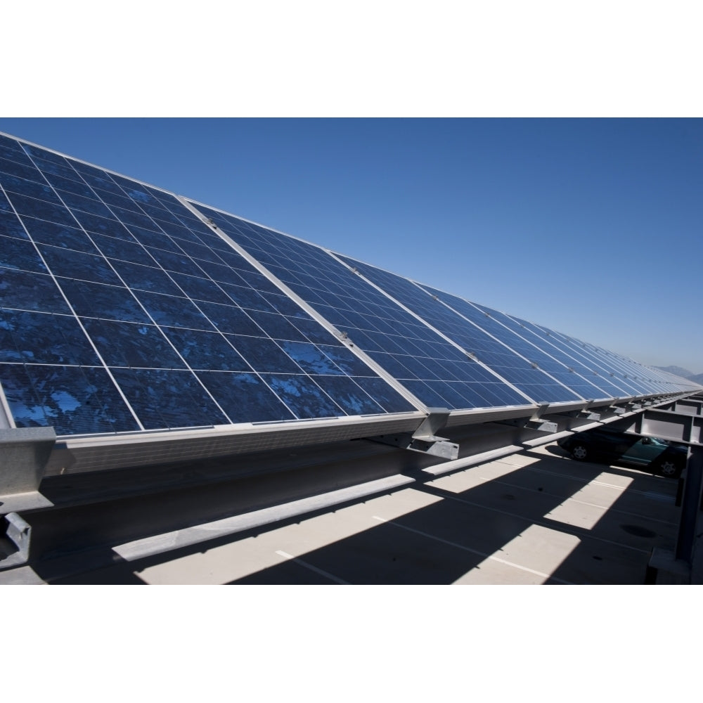 Solar panels installed on top of a parking garage Poster Print Image 2