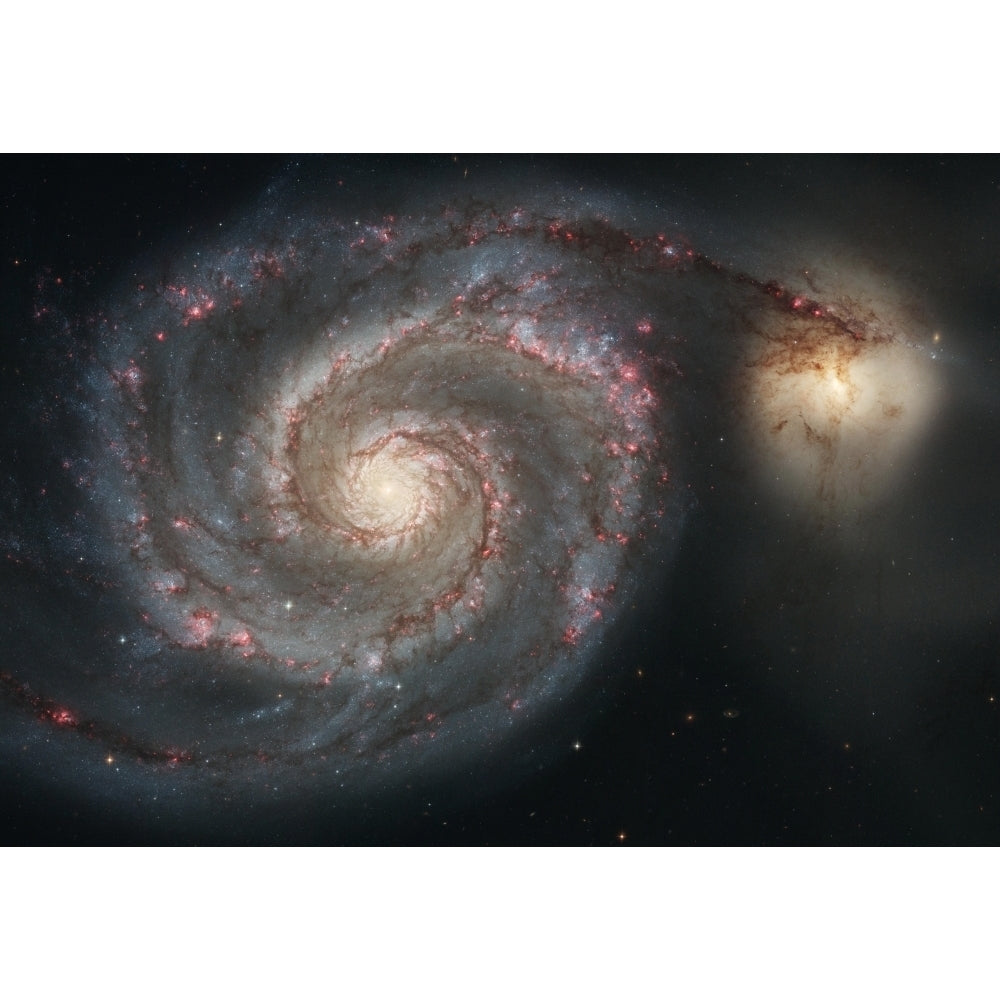 The whirlpool galaxy and companion galaxy Poster Print Image 1