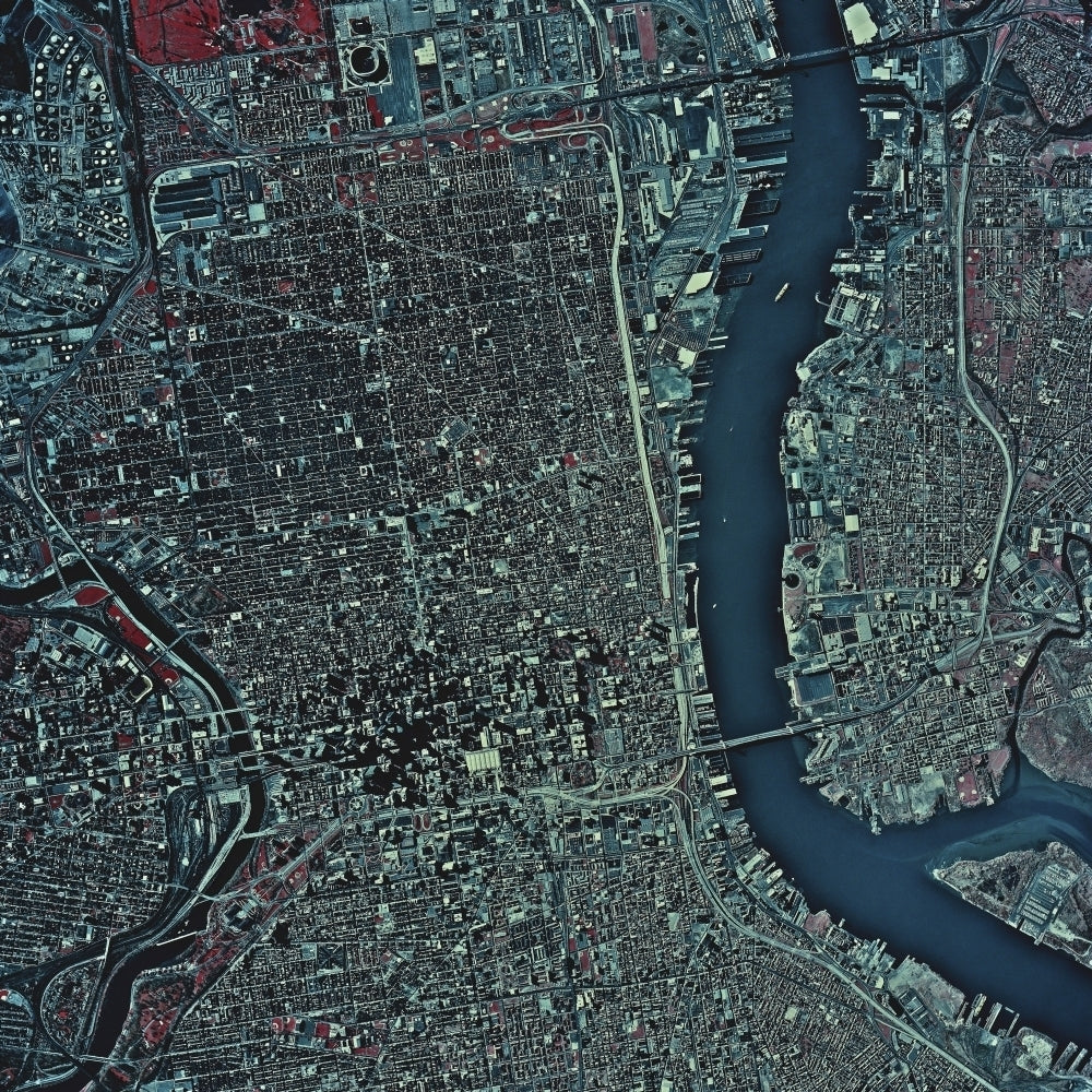 Satellite view of Philadelphia Pennsylvania Poster Print Image 1