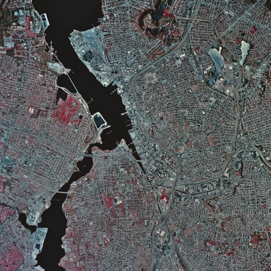 Satellite view of Providence Rhode Island Poster Print Image 1