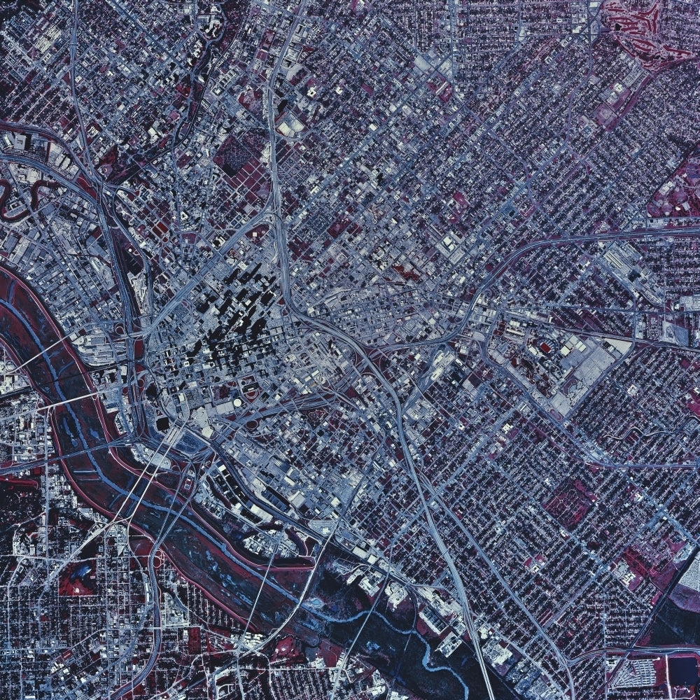 Satellite view of Dallas Texas Poster Print Image 2