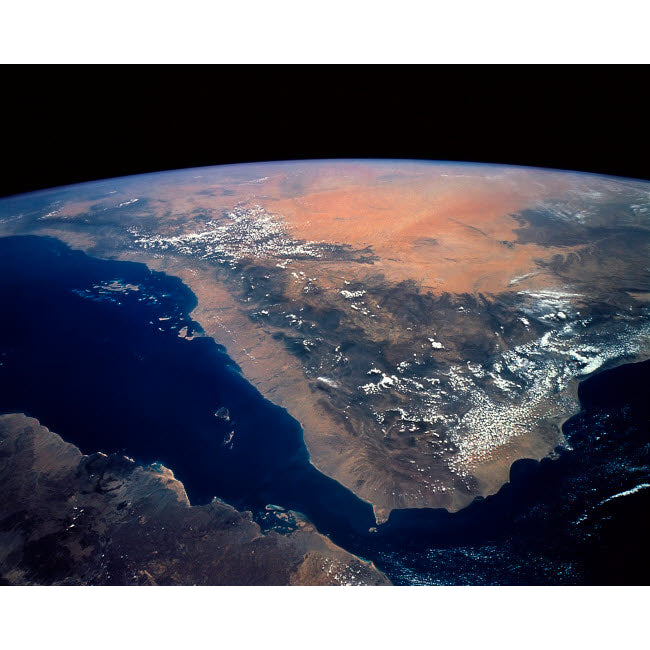 View of Earth showing the coast of Yemen the Red Sea and the Gulf of Aden Poster Print by Stocktrek Images Image 2