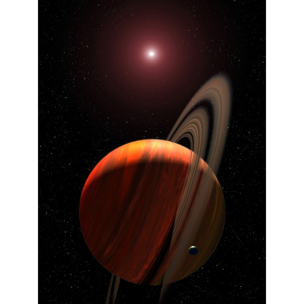 A gas giant planet orbiting a red dwarf Poster Print Image 1