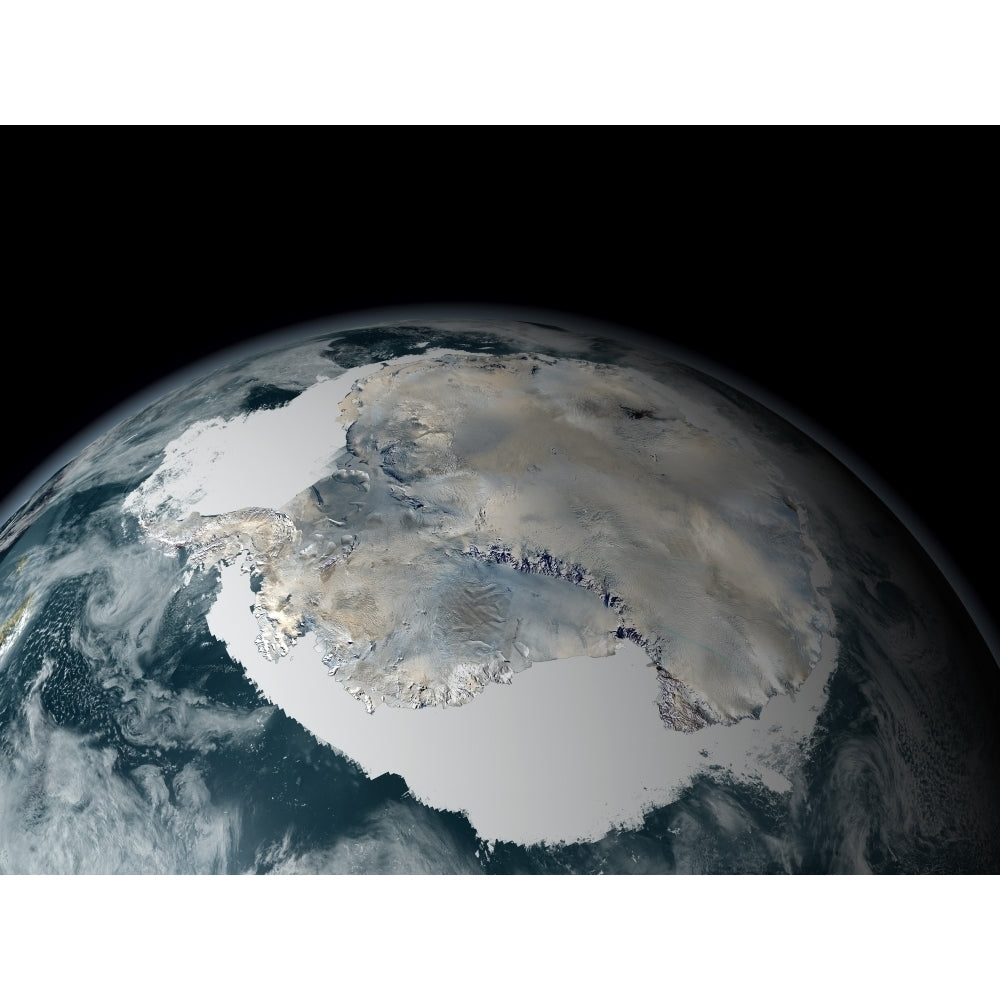 The frozen continent of Antarctica and its surrounding sea ice Poster Print Image 2