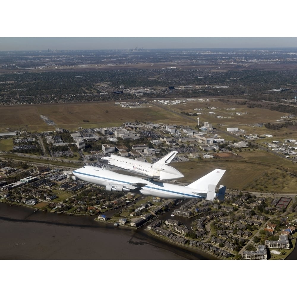 Space Shuttle Endeavour mounted on a modified Boeing 747 shuttle carrier aircraft Poster Print Image 1