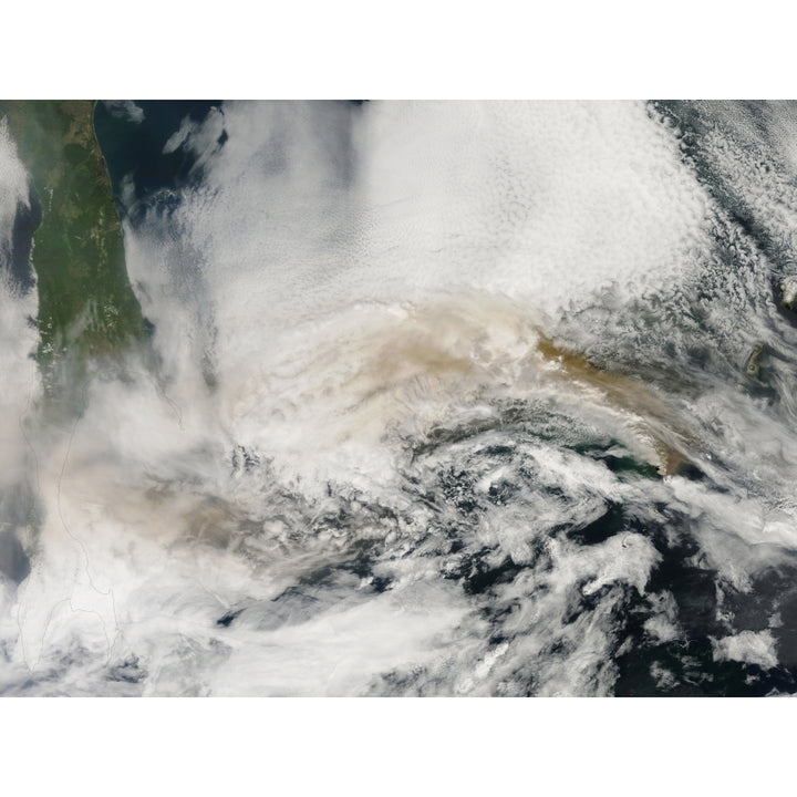 Volcanic ash plumes from Sarychev Peak blowing across the Sea of Okhotsk and the island of Sakhalin Print Image 1