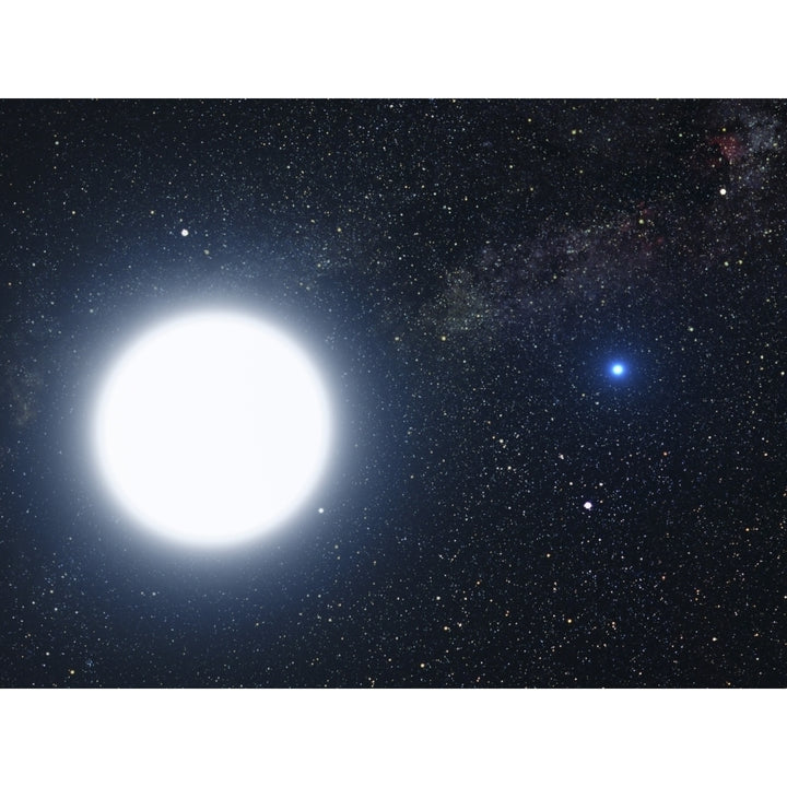 Artists concept showing the binary star system of Sirius A and Sirius B Poster Print Image 2