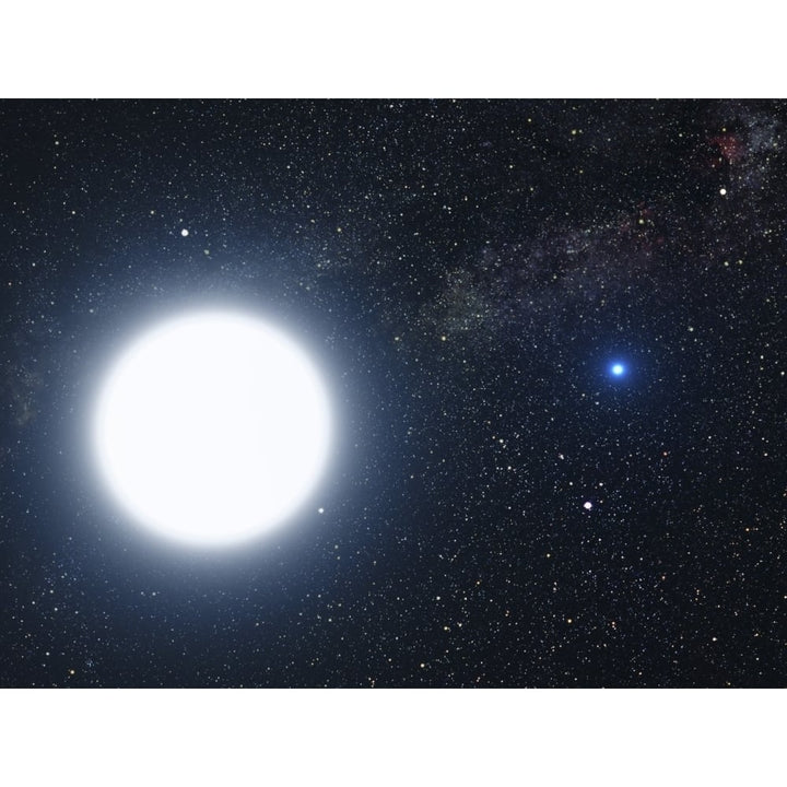 Artists concept showing the binary star system of Sirius A and Sirius B Poster Print Image 1