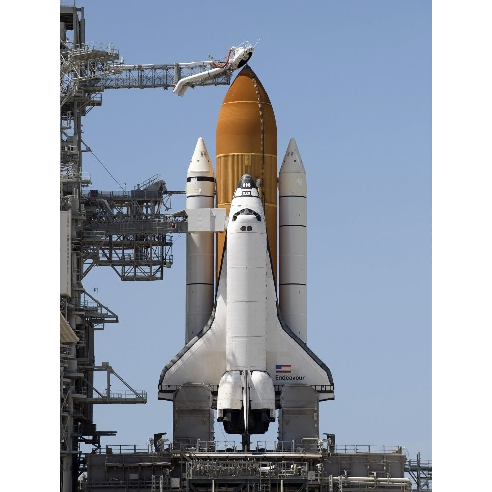 Space Shuttle Endeavour sits ready on the launch pad at Kennedy Space Center Poster Print Image 2