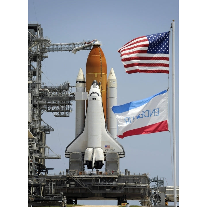 Space Shuttle Endeavour on the launch pad at Kennedy Space Center Poster Print Image 2