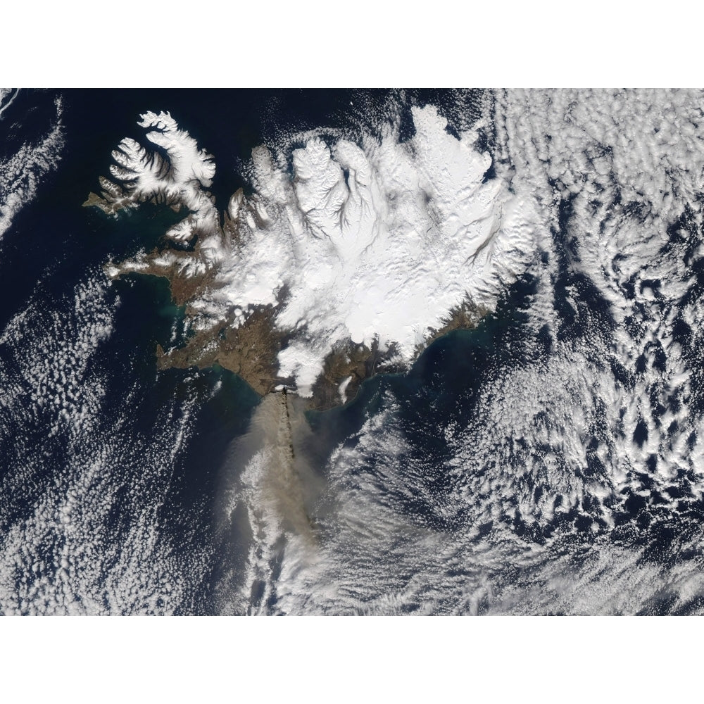 Ash plume from Eyjafjallajokull Volcano Iceland. Poster Print Image 1