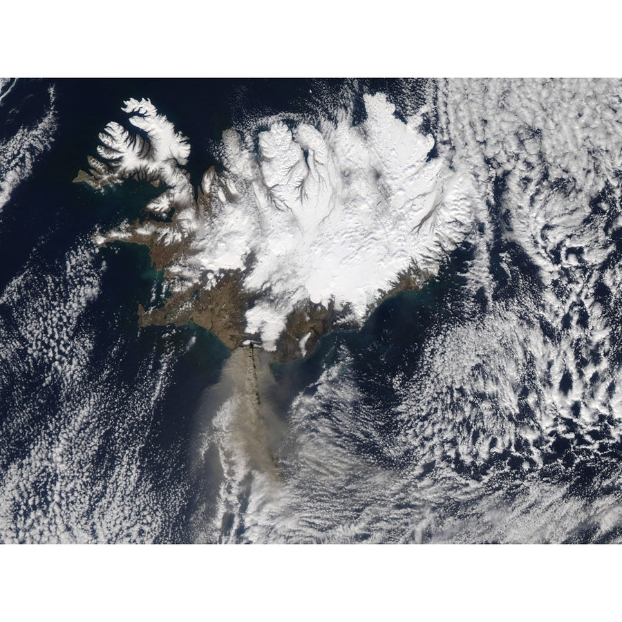 Ash plume from Eyjafjallajokull Volcano Iceland. Poster Print Image 1