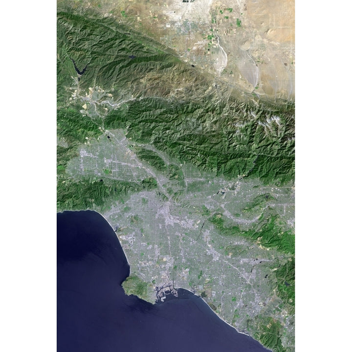 Satellite view of Los Angeles California and surrounding area Poster Print Image 1