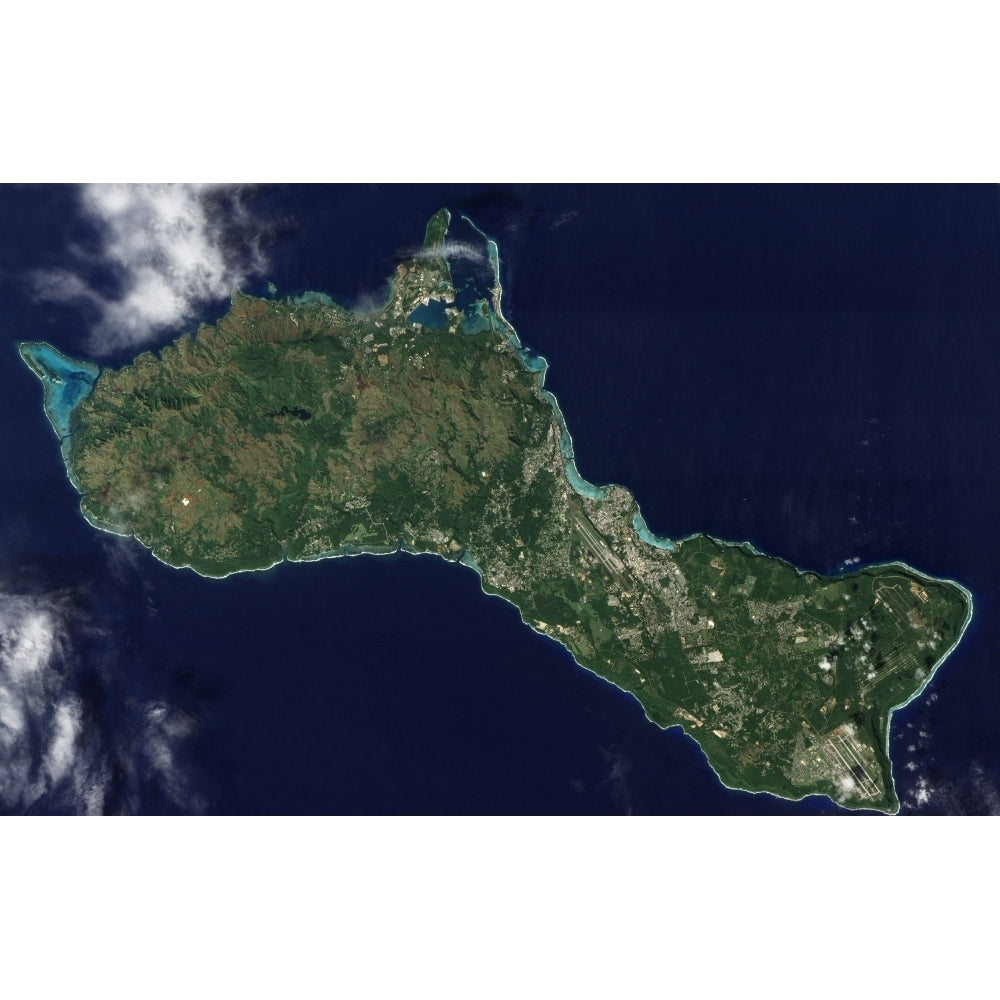 Satellite view of the island of Guam Poster Print Image 1