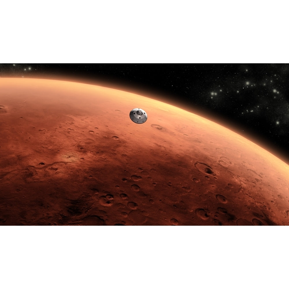 Artists concept of NASAs Mars Science Laboratory spacecraft approaching Mars Poster Print Image 1