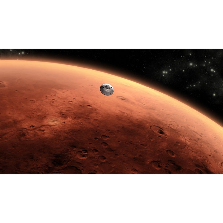 Artists concept of NASAs Mars Science Laboratory spacecraft approaching Mars Poster Print Image 2