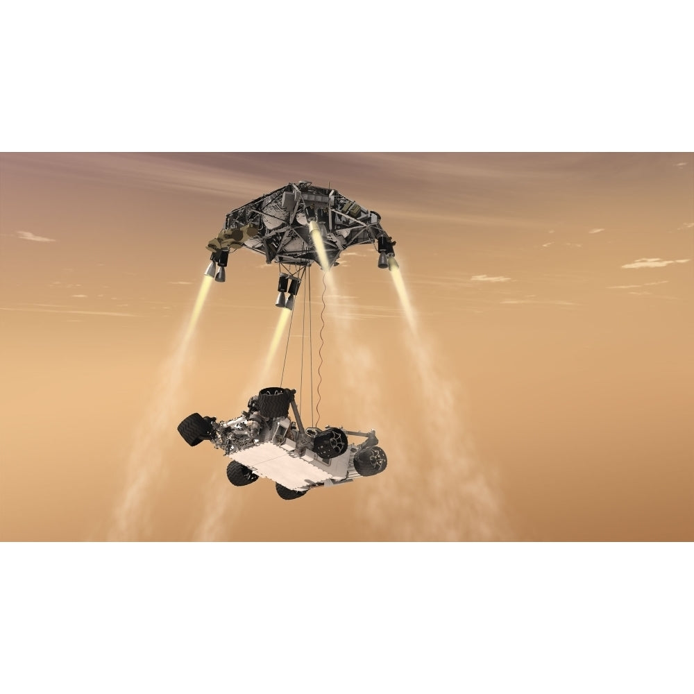 The sky crane maneuver during the descent of NASAs Curiosity rover Poster Print Image 2