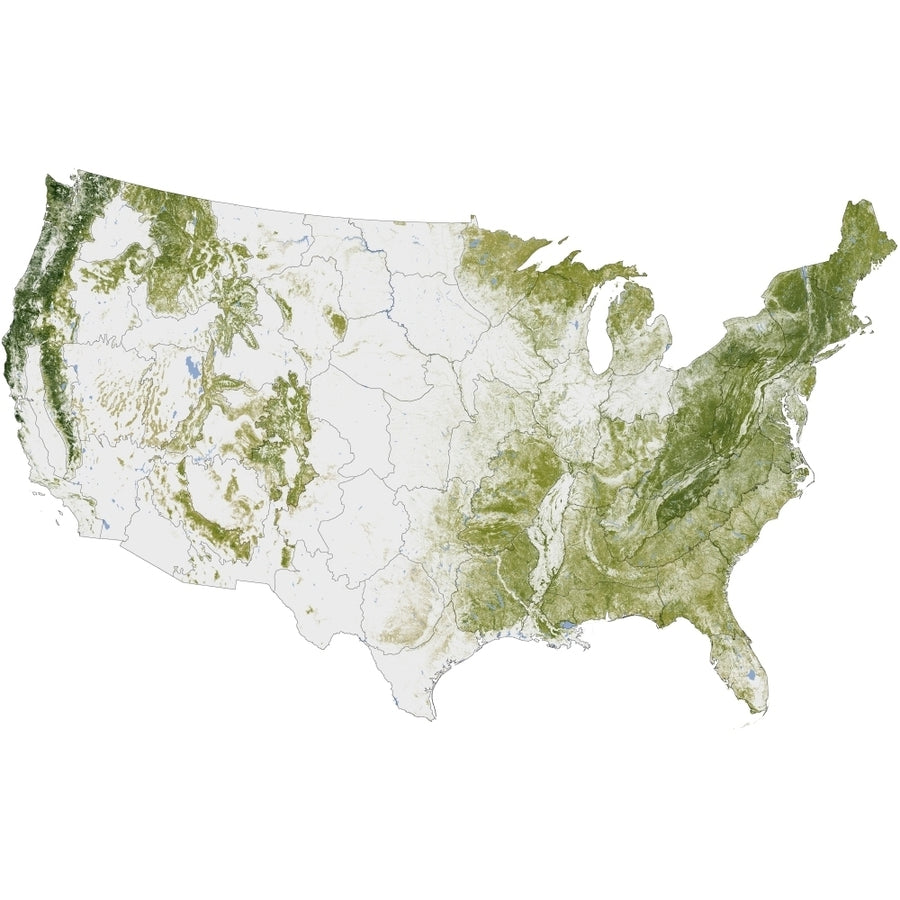 Map of the United States showing the concentration of biomass Poster Print Image 1