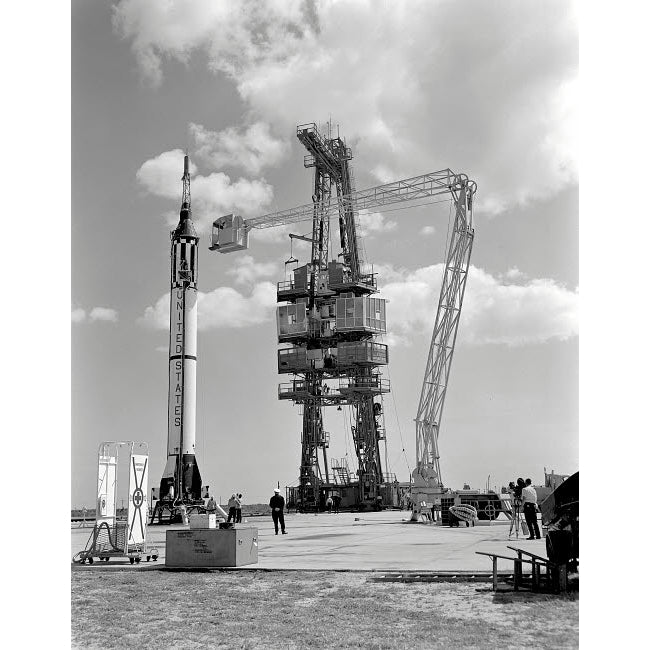 Mercury-Redstone 3 prelaunch activities on the Mercury 5 launch pad Poster Print by Stocktrek Images Image 2