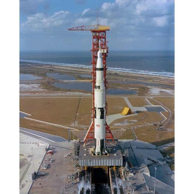 High angle view of the Apollo 4 spacecraft on the launch pad Poster Print by Stocktrek Images Image 1