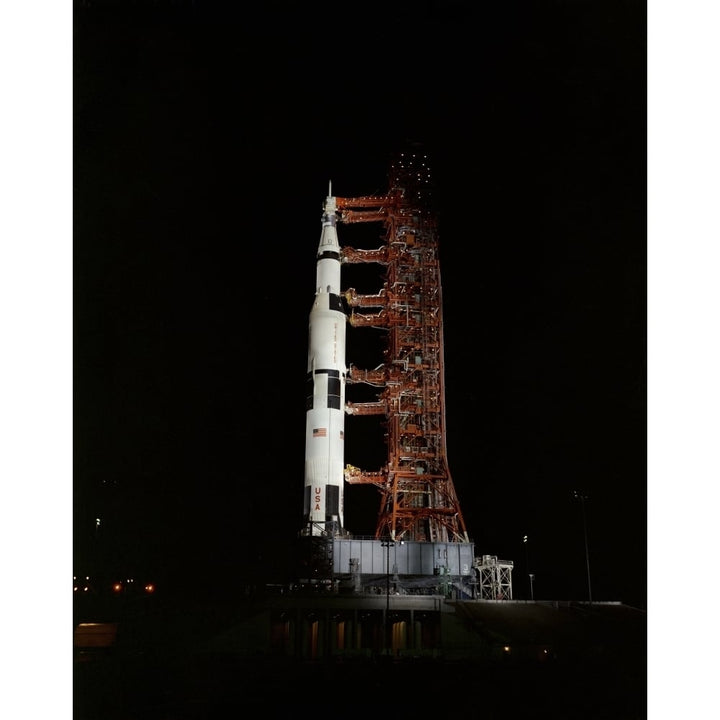 Nighttime view of the Apollo 13 space vehicle Poster Print Image 1