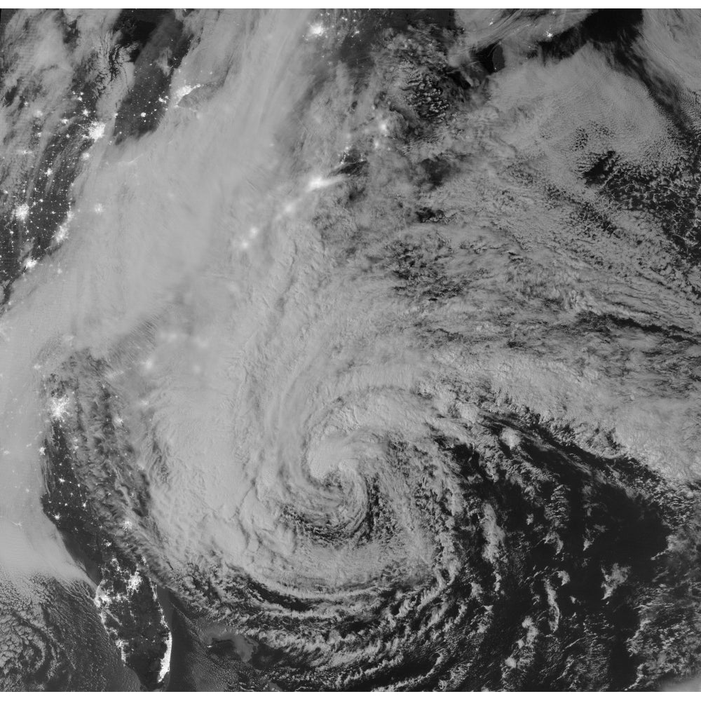 Satellite view of Hurricane Sandy at night Poster Print Image 2