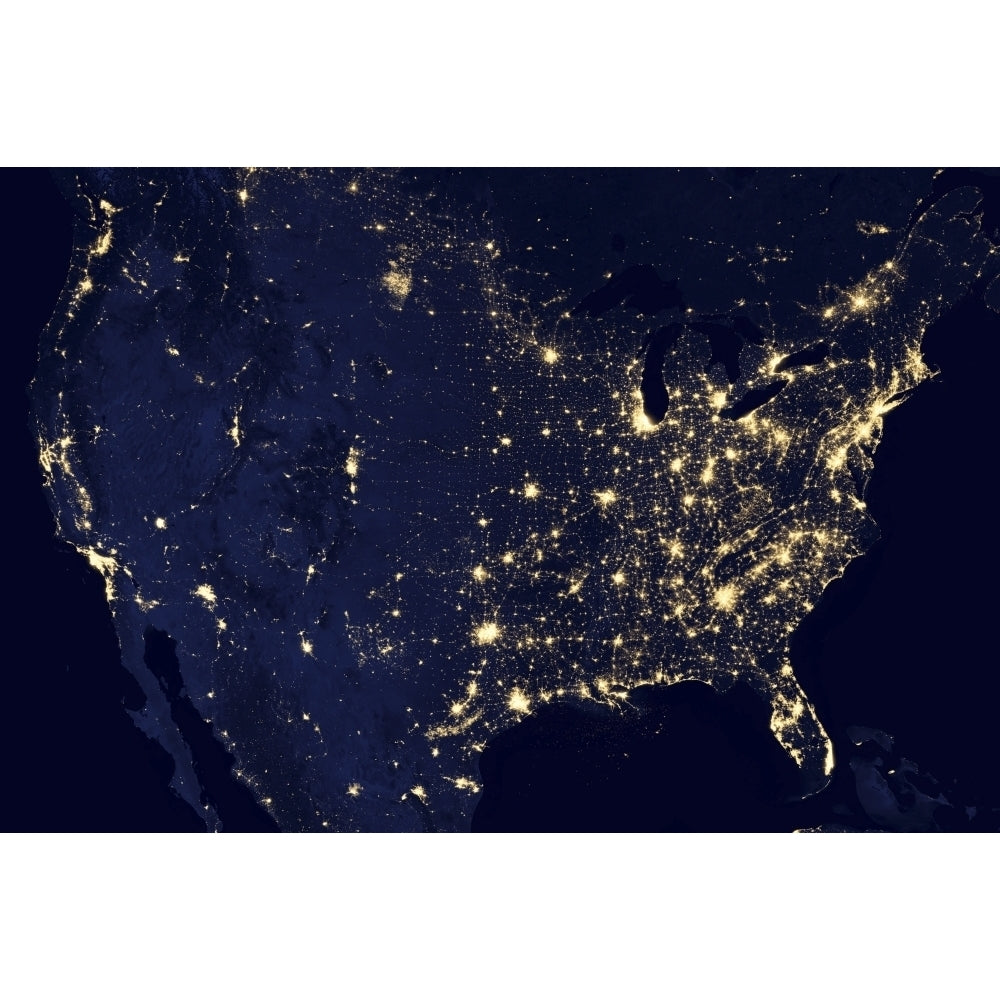 City lights of the United States at night Poster Print Image 1