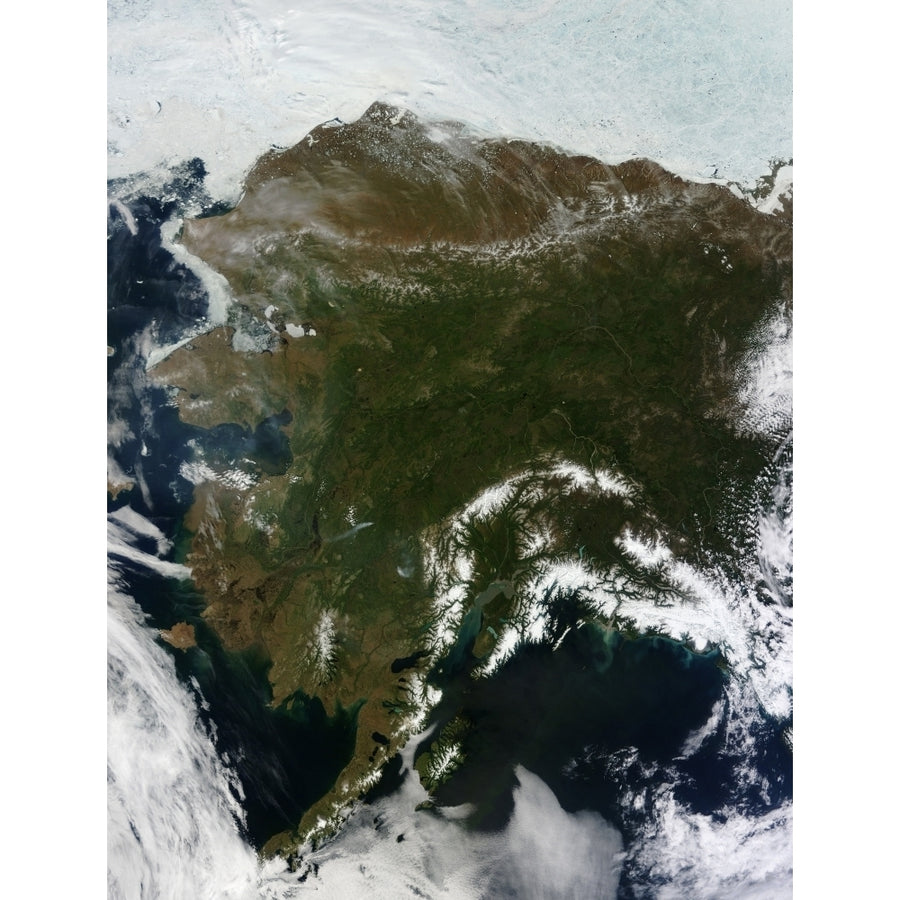 Satellite view of Alaska United States Poster Print Image 1