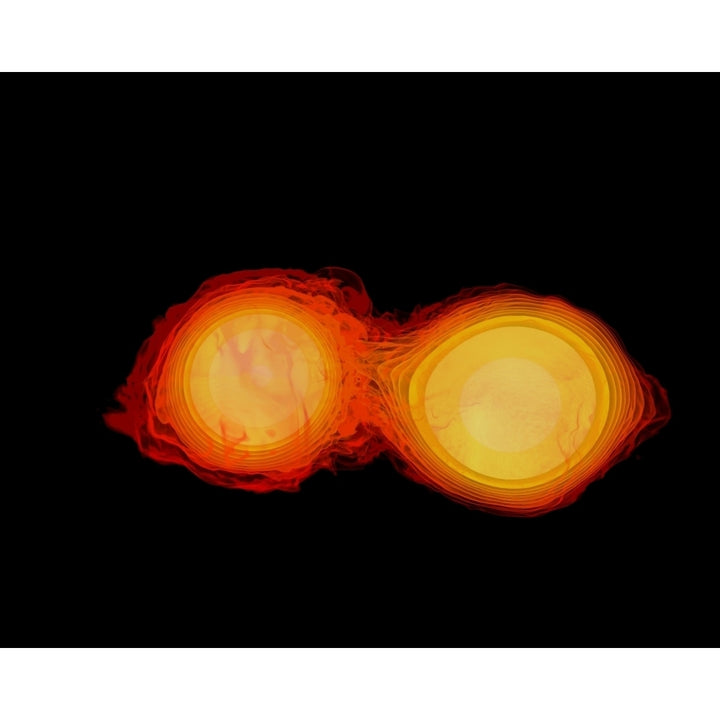 A pair of neutron stars colliding merging and forming a black hole Poster Print Image 1