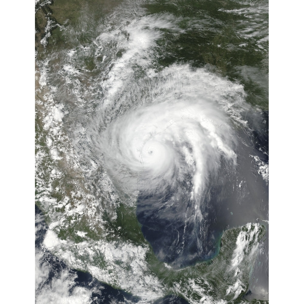 Satellite view of Hurricane Harvey over Texas Poster Print by Stocktrek Images Image 1