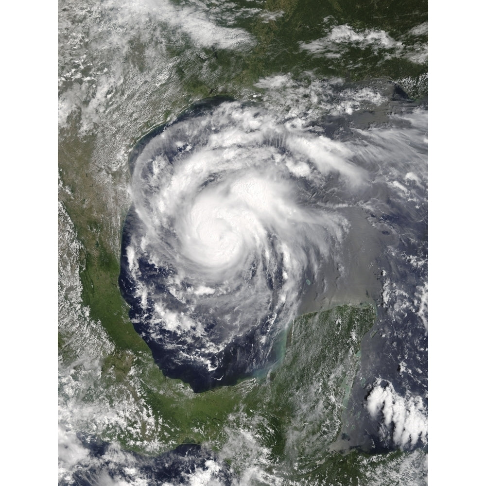 Satellite view of Hurricane Harvey in the Gulf of Mexico Poster Print by Stocktrek Images Image 1